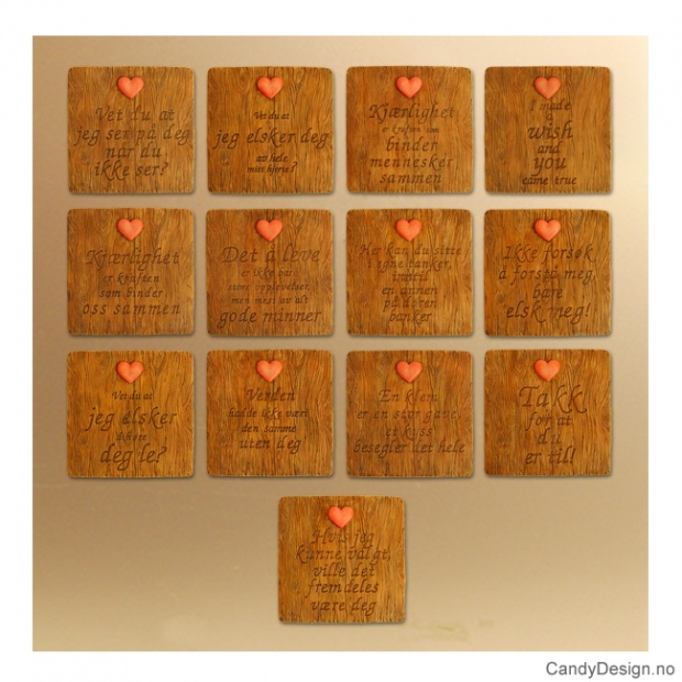 Assorted love magnets with heart and text assortert
