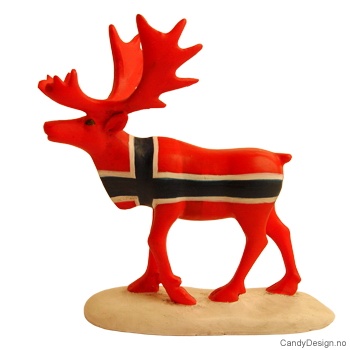 Reindeer souvenir in Norwegian colors