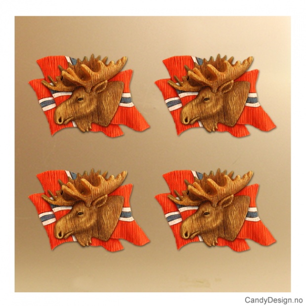 Moose magnet with the Norwegian flag