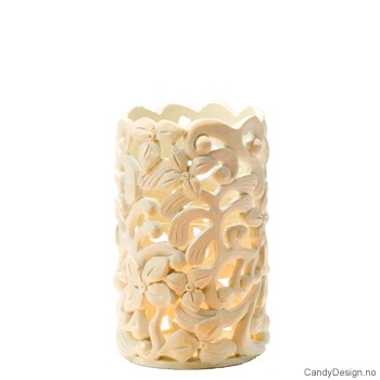 Medium Stormlykt dypt mønster blomster