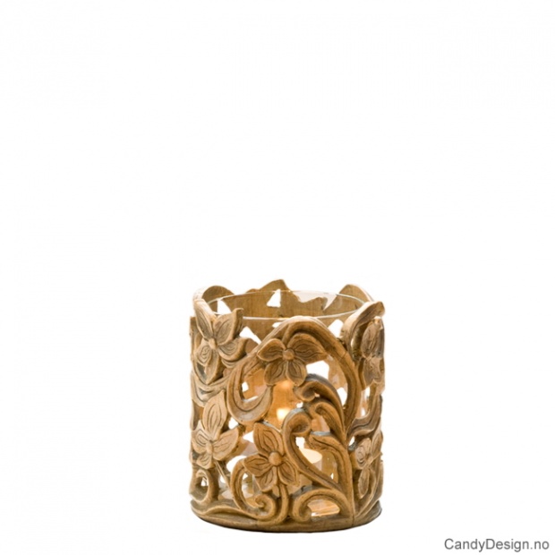 Stormlykt - blomster - liten