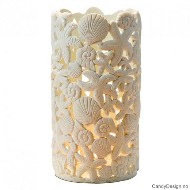 Large storm lantern with maritime pattern - white