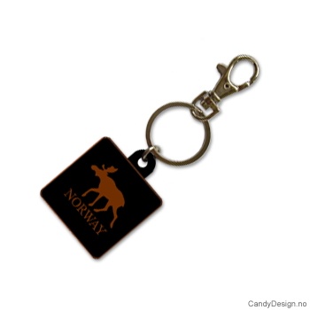 Suvenir nøkkelring i myk PCV  Firkantet med elg