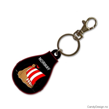 Suvenir nøkkelring i myk PCV  Oval med vikingskip