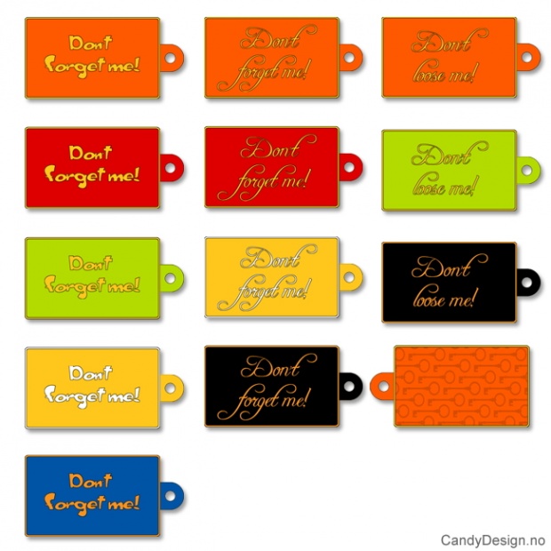 Assorted Tags for bags in soft PVC