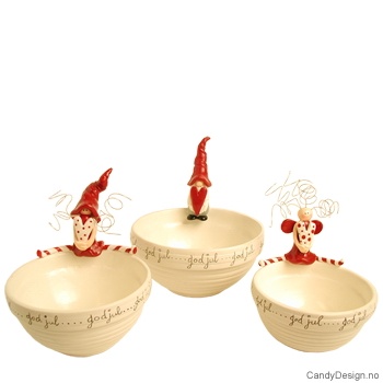 Skålsett med God Jul (hvit)