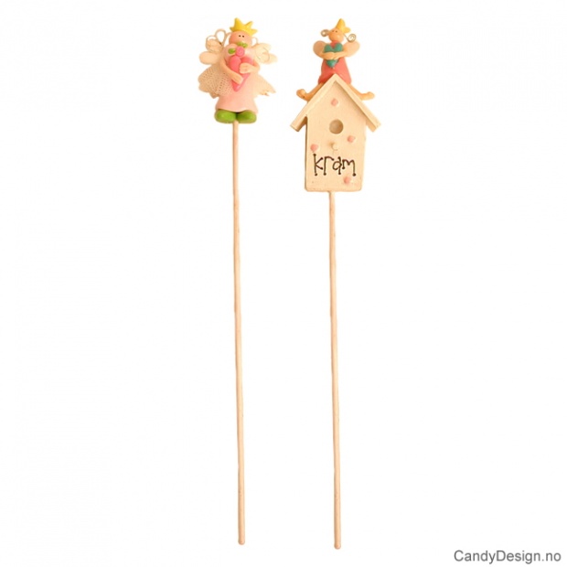 Flower sticks with house and girl