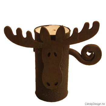 Wrought iron candleholder with moosehead