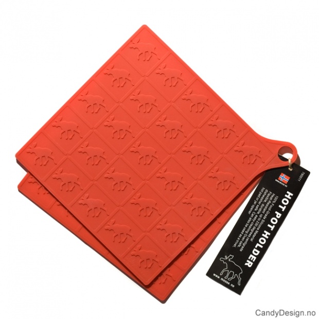 Grytelapper i silikon med elg