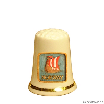 Fingerbøl med vikingskip motiv