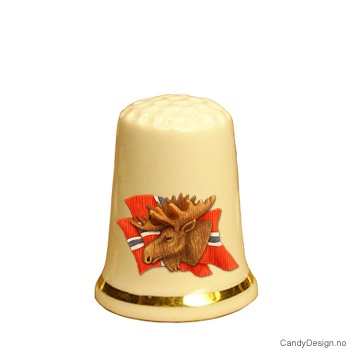 Fingerbøl med elghode og Norske flagg motiv