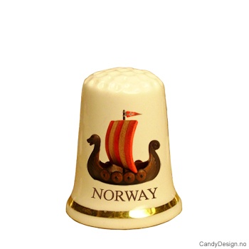 Fingerbøl med vikingskip motiv