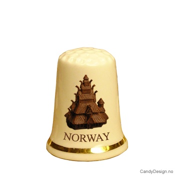 Fingerbøl med stavkirke motiv