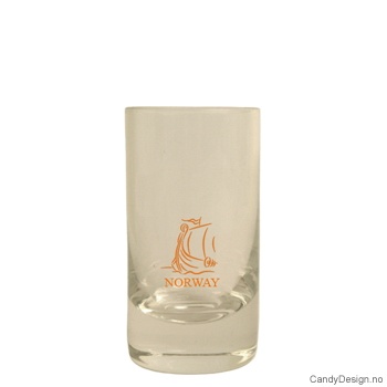 Lavt shotglass - Vikingskip i gull