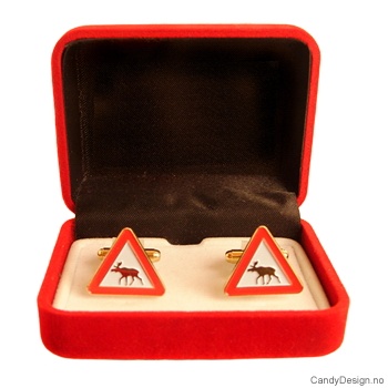 Cufflinks with Norwegian motif - Moose warning sign