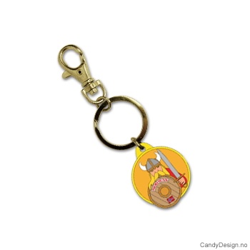 Nøkkelring i silikon med Norway - Rund med viking (orange)