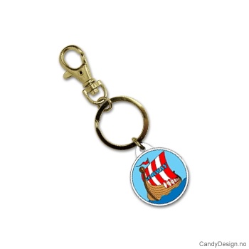 Keychain with Norway in silicone  Round with vikingship
