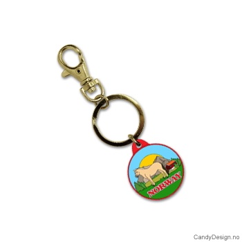Nøkkelring i silikon med Norway - Rund med hest