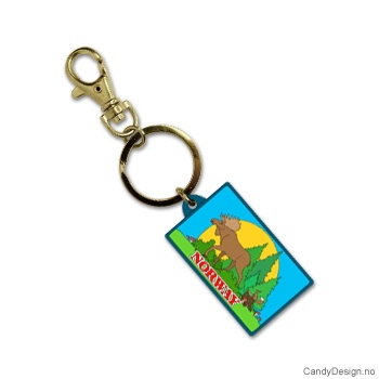 Keychain with Norway in silicone  Round with moose