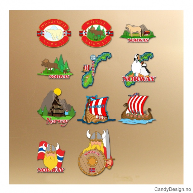 Assorted silicone magnets with Norway