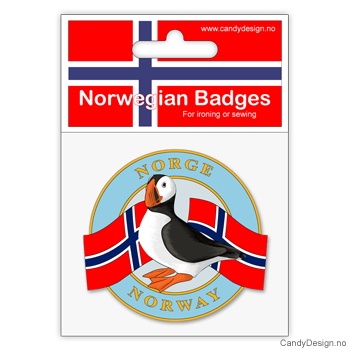 Souvenir embroidery of puffin bird