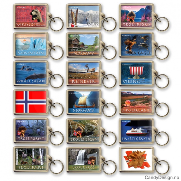 Assorted souvenir keychains