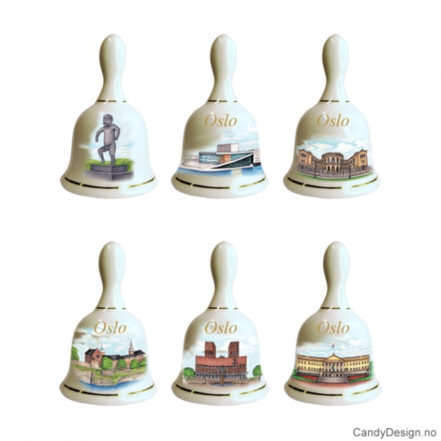 Små suvenir bjeller med Oslo motiver assortert