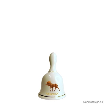 Small souvenir porcelain bell with Norwegian motif  Moose