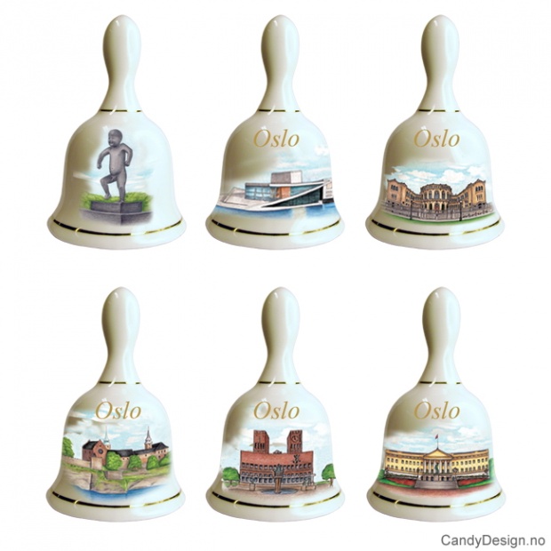 Store suvenir bjeller med Oslo motiver - Assortert