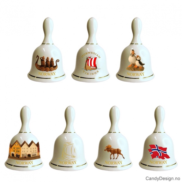 Large souvenir bells with Norwegian motifs - Assorted