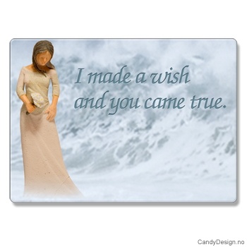 Metallmagneter med kvinnefigurer og tekst - I made a wish and you came true.