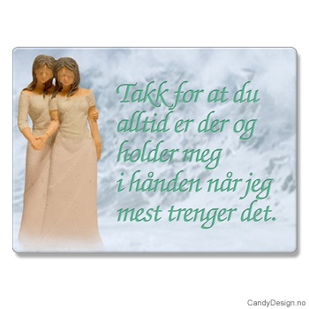 Metallmagneter med kvinnefigurer og tekst - Takk for at du alltid er der og holder meg i hånden når jeg mest trenger det.