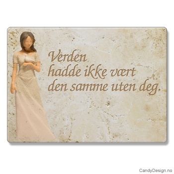 Metallmagneter med kvinnefigurer og tekst - Verden hadde ikke vært den samme uten deg.