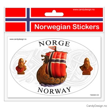 Ovalt klistremerke for bil med vikingskip