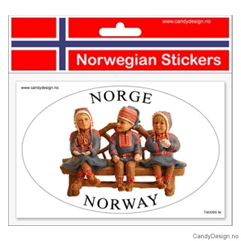 Ovalt klistremerke for bil med 3 sittende samer