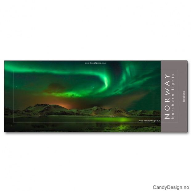 Metallmagnet med Norsk landskap med nordlys (aurora borealis)