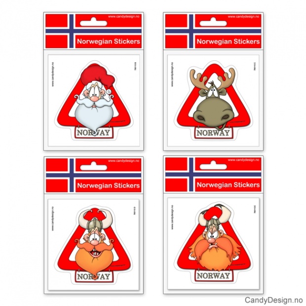 Sticker - Santa Claus, moose and vikings in hazard sign - assorted