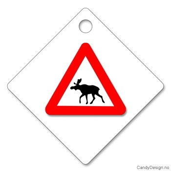 Hanging reflex with moose warning sign