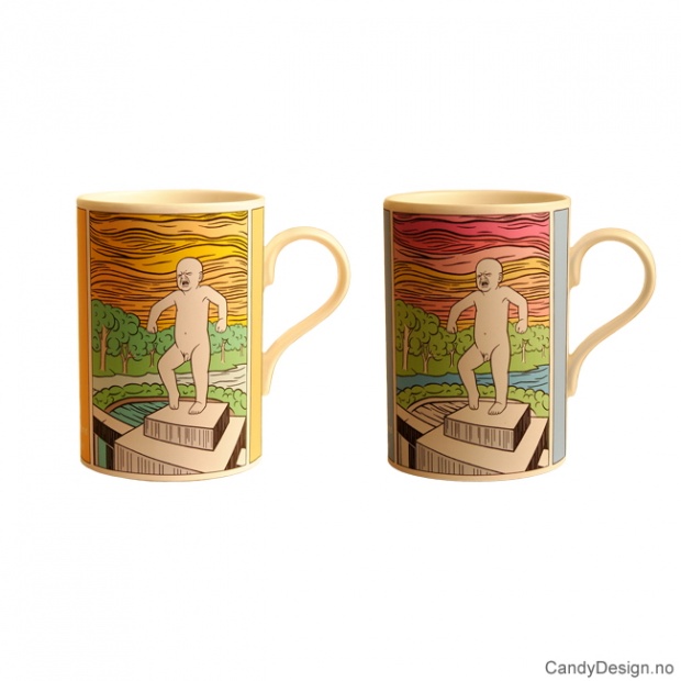 Sinnataggen kopper med motiv inspirert av Gustav Vigeland og Andy Warhol