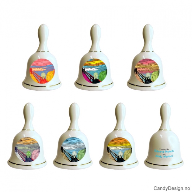 Skrik porcelainbells inspired of Edvard Munch and Andy Warhol