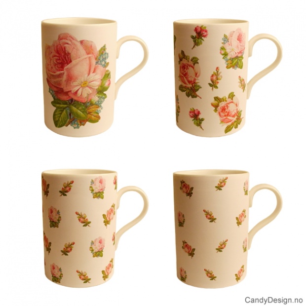 Mugs with roses assorted