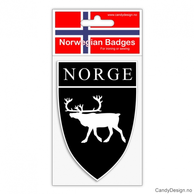 Souvenir badges with reindeer and Norge