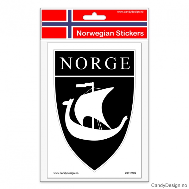 Souvenir stickers with vikingship and Norge