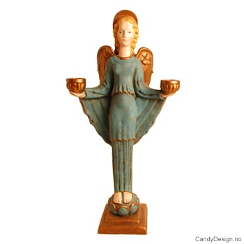 Angel candleholder  Blue/ offwhite