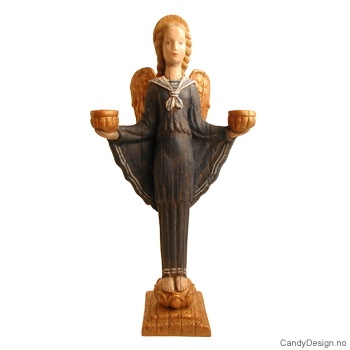 Angel candleholder for two candles  Large blue