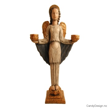Angel candleholder for two candles  Large wood