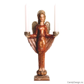 Angel candleholder for two candles  Large gold/ antique